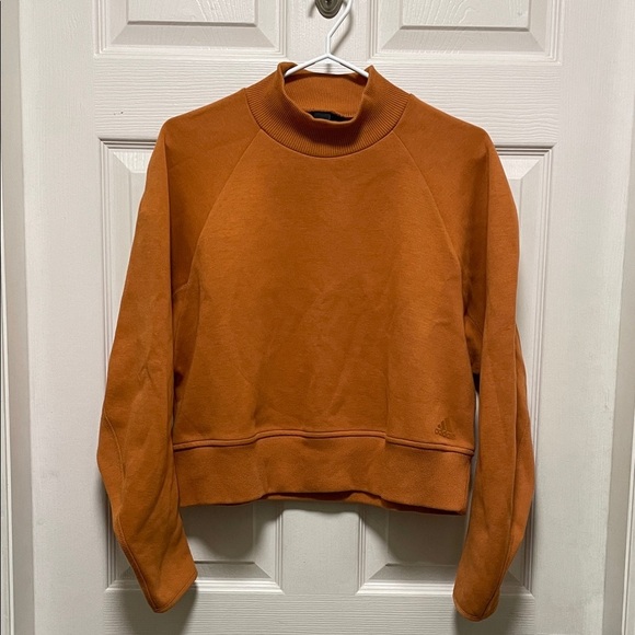Adidas | Varsity | MockNeck | Burnt Orange | Pullover| Crop Sweatshirt | Size L - Picture 2 of 16